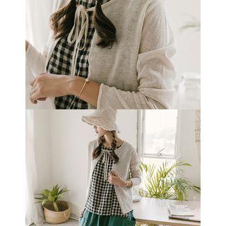 Tie-front Linen Blend Cardigan Oatmeal - One Size