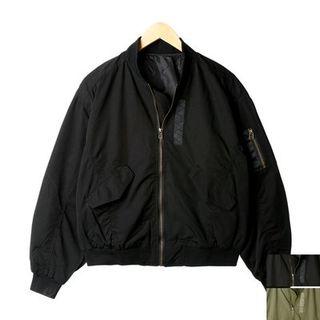 Zip-accent Sleeve Zip-up Jacket