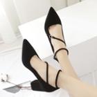 Chunky-heel Pointy-toe Strappy Pumps