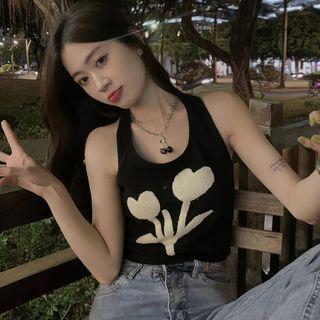 Halter Neck Flower Print Tank Top