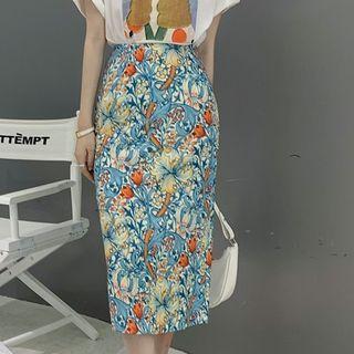 Mermaid Floral A-line Skirt