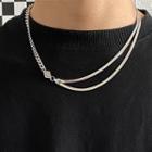 Layered Snake Chain Necklace Silver - One Size