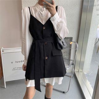 Plain Shirt Dress / Strappy A-line Dress