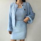Furry Cardigan / Camisole / Mini Skirt