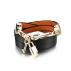 Fashion And Elegant Plated Gold Key Lock Multi-layer Black Leather Bracelet Golden - One Size