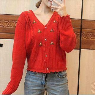 Flower Button-up Knit Cardigan