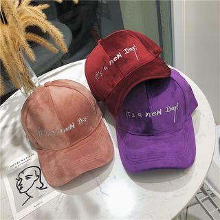 Letter Embroidered Velvet Cap