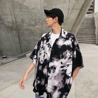 Elbow-sleeve Tie Dye Shirt