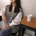 Lace Trim Blouse / Plaid Vest