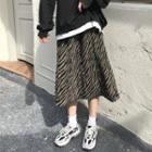 Tiger Print Midi Skirt Gray & Black - One Size