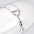 Pearl Rhinestone Heart Sterling Silver Necklace