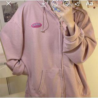 Long-sleeve Waffle Hooded Zip Jacket