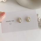 Faux Pearl Water Drop Stud Earring One Pair - Gold Pearl Drop Earring - One Size