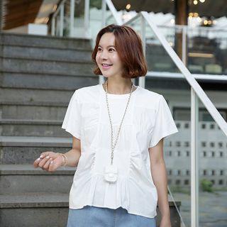 Shirred Square Patterned Top