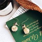 Alloy Bow Rhinestone Flower Dangle Earring 1 Pair - Gold - One Size