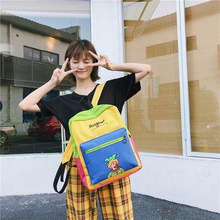 Cartoon Print Color Panel Backpack