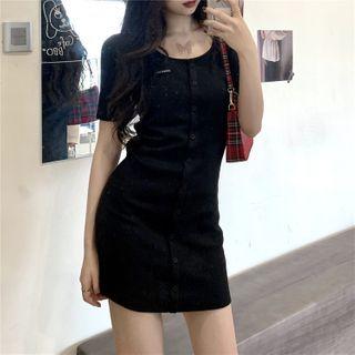 Applique Short-sleeve Mini T-shirt Dress