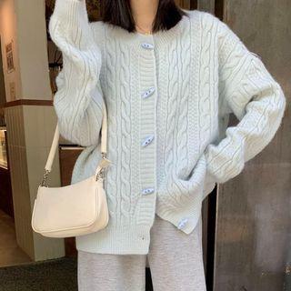 Cable-knit Cardigan Sky Blue - One Size