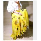 Sunflower-print Chiffon Maxi Skirt