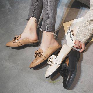 Faux Leather Bow Tie Accent Loafers