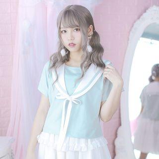Short-sleeve T-shirt With Detachable Sailor Collar