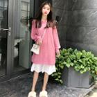 Long-sleeve Loose-fit Sweater / Strappy A-line Dress