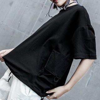 Pocket Detail Short-sleeve T-shirt Black - One Size