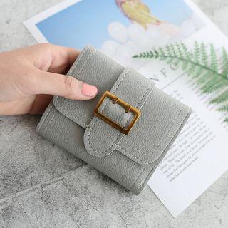 Buckled Faux Leather 3-fold Wallet