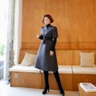 Puff-sleeve A-line Quilting Dress