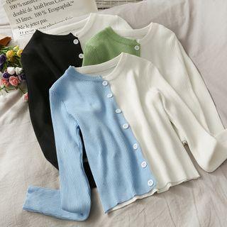 Two-tone Button-down Knit Top
