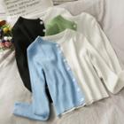 Two-tone Button-down Knit Top