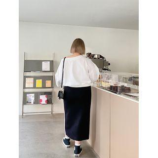 Plus Size Contrast-trim Long Skirt