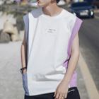 Color-block Side-pocket Sleeveless Top