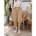 Drawstring-waist Cropped Baggy Pants