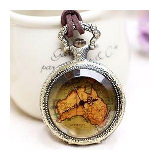 Map Print Watch Necklace