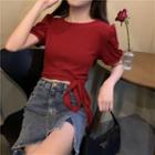 V-neck Short Sleeve Crop T-shirt