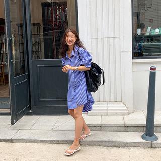 Striped Boxy-fit Shirtdress