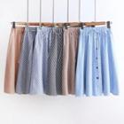 Drawstring Plaid A-line Skirt