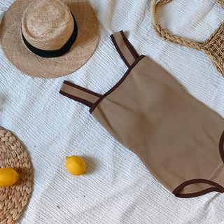 Contrast-trim Knit Swimsuit