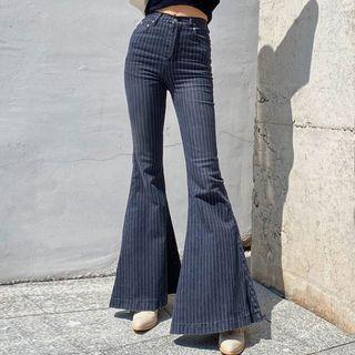 Striped Bell Bottom Jeans