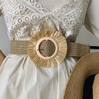 Straw Woven Belt Beige - One Size