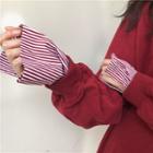 Mock-two Striped Loose-fit Sweatshirt