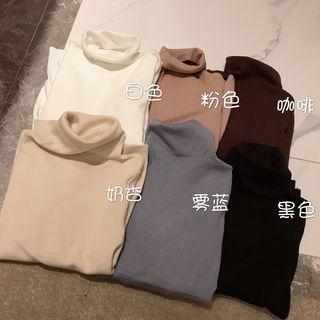 Plain High Neck Knit Top