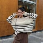 Striped Cable-knit Oversize Sweater