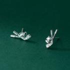Golf Rhinestone Sterling Silver Earring 1 Pair - Silver - One Size