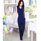 V-neck Sleeveless Jumpsuit