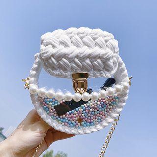 Faux Pearl Acrylic Chain Strap Crossbody Bag