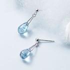 925 Sterling Silver Faux Crystal Drop Earring 1 Pair - As Shown In Figure - One Size