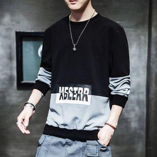 Lettering Print Color Block T-shirt