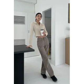 Coated Loose-fit Pants